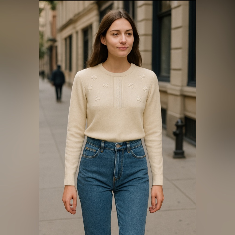 Classic Blue Women's Jeans and white sweater very good combinations - Picture 8 of 11